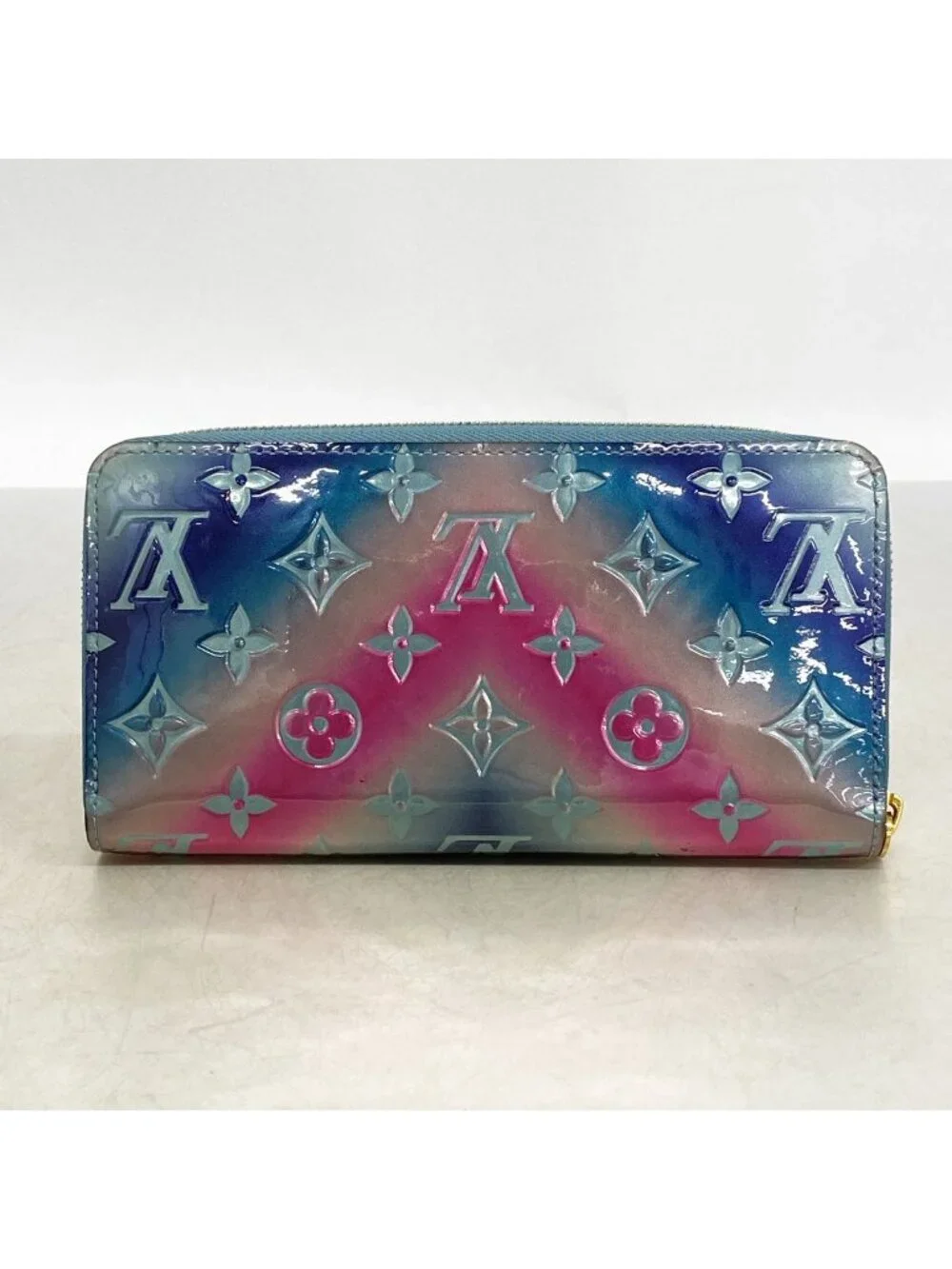 Louis Vuitton Wallet Vernis Zippy Blue Pink